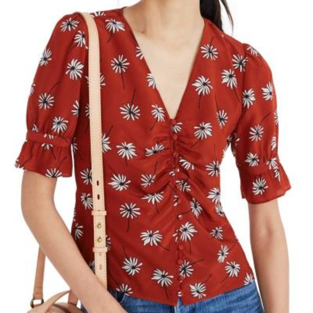 Madewell Daylight Fresh Daisies Silk Top
